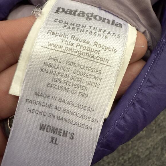 Patagonia Down Sweater Full Zip Jacket Womens XL Purple Insulated Puffer Puff - Picture 14 of 15